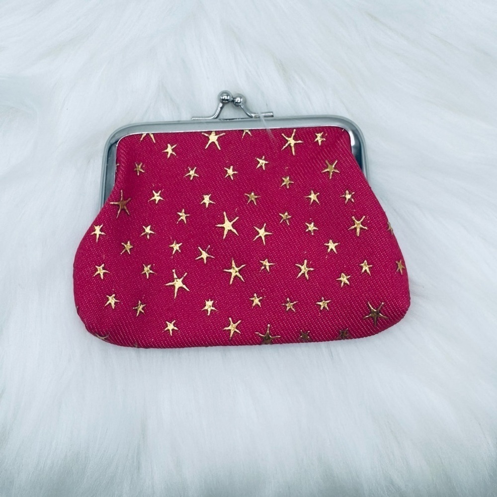 Star Print Jean Coin Purse in red - Picture 3 of 3